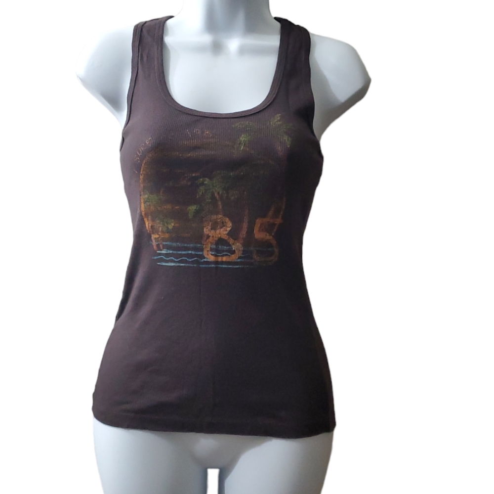 Vintage Rusty Womens Brown Beachy Surfer Summery 100% cotton y2k 2000 Tank Top